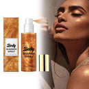 Spray de Brilho Corporal Bronze Iluminador Corporal Brilhante Óleo Facial Iluminador Glitter Corporal Pó de Brilho para Cabelo e Roupas