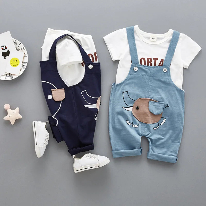 Roupas de Verão para Bebês e Meninos de Manga Curta Algodão Macio & Macacões Para Crianças Roupas Casuais para Meninos Roupas Diárias 0-3Y Roupas