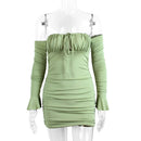 Fairyshely Sexy Ruffle Curto Vestido Clube Senhoras 2025 Outono Verde Bodycon Vestidos Para As Mulheres Festa Apertado Mini Vestido Clubwear