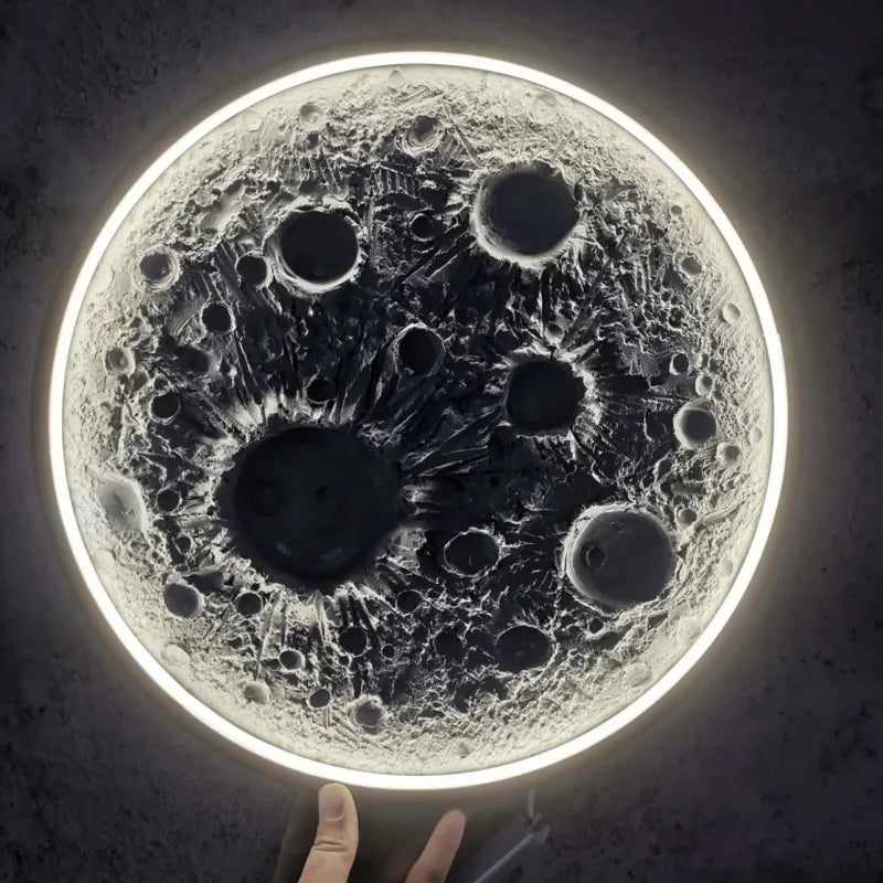 Lâmpada de parede 3D Crater moderna Luxo Redondo Tridimensional Alívio Lua Design Embelezado Decoração de Casa 3 Cor Lâmpada Mural