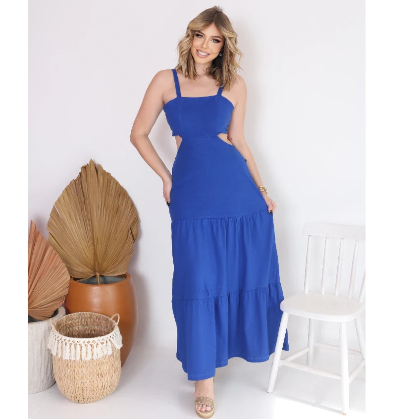 Fashion Blogger Tendencia Vestido Longo Aberto Nas Costas