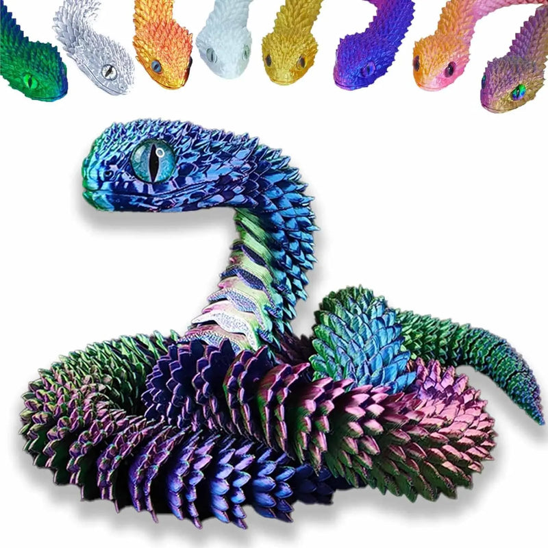 Cobra impressa em 3D 23,6 polegadas articulada flexível conjunta resina simulação víbora fidget animais brinquedos modelo para decoração de mesa engraçado