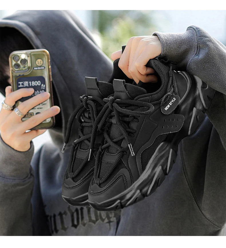 Sapato Masculino Respirável Sola Grossa Tênis Casual Corrida ao ar livre Quatro Estações Novo Tênis Masculino Solas Macias Conforto Tênis Masculino