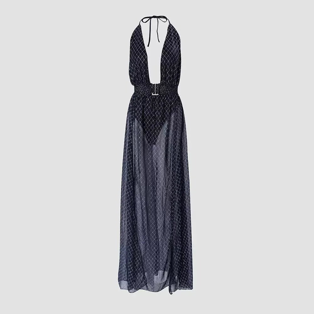 Mulheres Vestido de Festa 2024 Primavera Verão Mais Recente Casual Chique Sexy Diamante Padrão Sem Vivo Maxi Magro Férias Noite Saia Longa