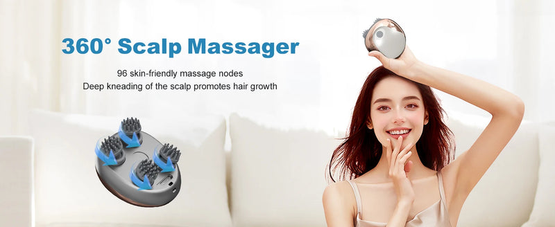Massageador de Couro Cabeludo Elétrico Portátil à Mão, Raspa-Cabeça para Massagem Corporal Completa, Limpeza Profunda e Relaxamento do Estresse.