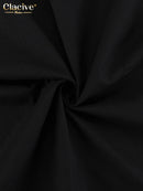Clacive Sexy Loose Black Cotton Womens Dresses 2024 Summer Strap Sleeveless Ankle Length Dress Elegant Hollow Out Female Dress
