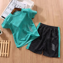 Conjunto de roupas de verão para meninas de bebê respirável esporte futebol jogging camisetas e shorts 2 PCS terno crianças menino Top Bottom Tracksuits