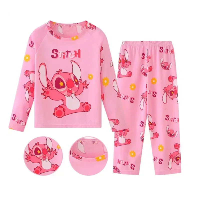 2 pçs/set Novo HOT Disney Stitch Crianças Pijamas para Meninos e Meninas Conjuntos Kid Home Wear Travel Casual Sleepwear Terno Presente Bonito