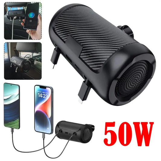 Carregador de Encosto de Cabeça Retrátil Multifuncional para Traseira do Carro 4 em 1 Adaptador Rápido 65W para Notebook/Telefone/iPad Q7C9