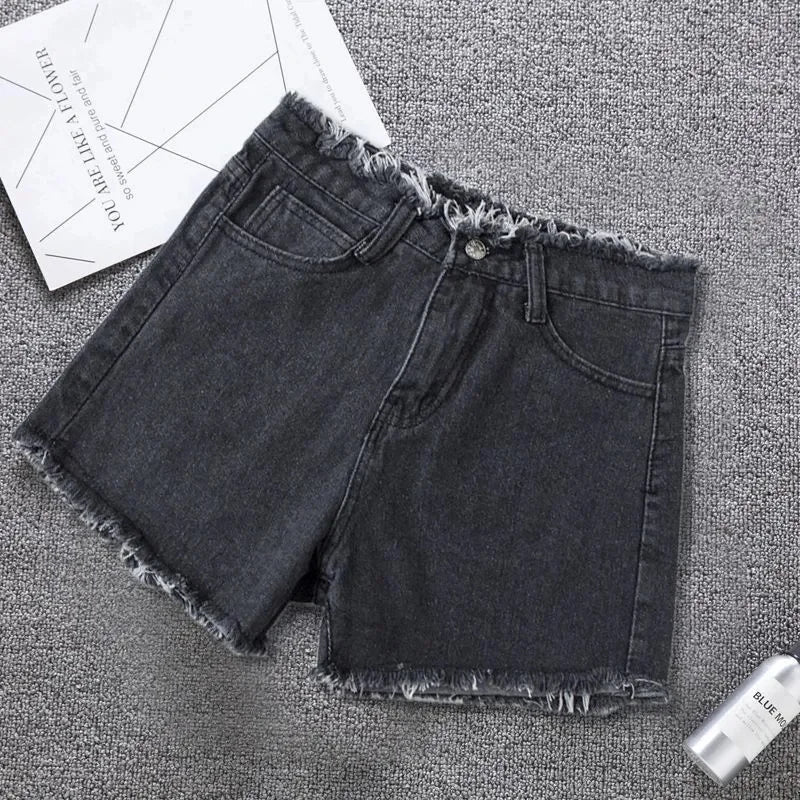 2023 Verão Mulher High Haist Jeans Shorts Moda Ásperas Denim Calças Curtas Colegial Calças Casuais Azul Preto Branco Jeans