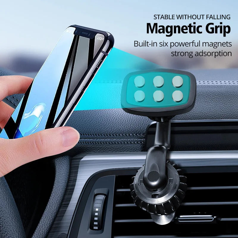 Suporte para Celular Móvel, Suporte Magnético Forte para Carro, Bracket Redondo Dobrável 720° para Celulares Universais, Suportes para Montar no Carro Novo