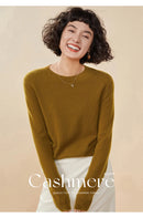 Pulôver feminino outono/inverno 100% puro suéter de caxemira casual suéter de malha gola redonda solto Tops básico versátil Blusa