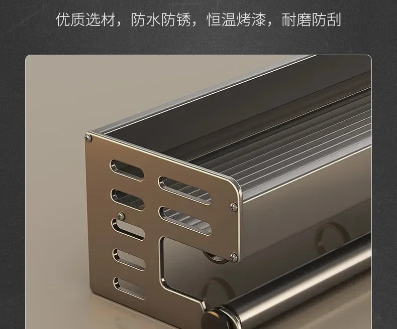 Elegante rack de condimentos de cozinha montado na parede com caixa de armazenamento Suporte multifuncional para utensílios domésticos com dispensador de vinagre de óleo