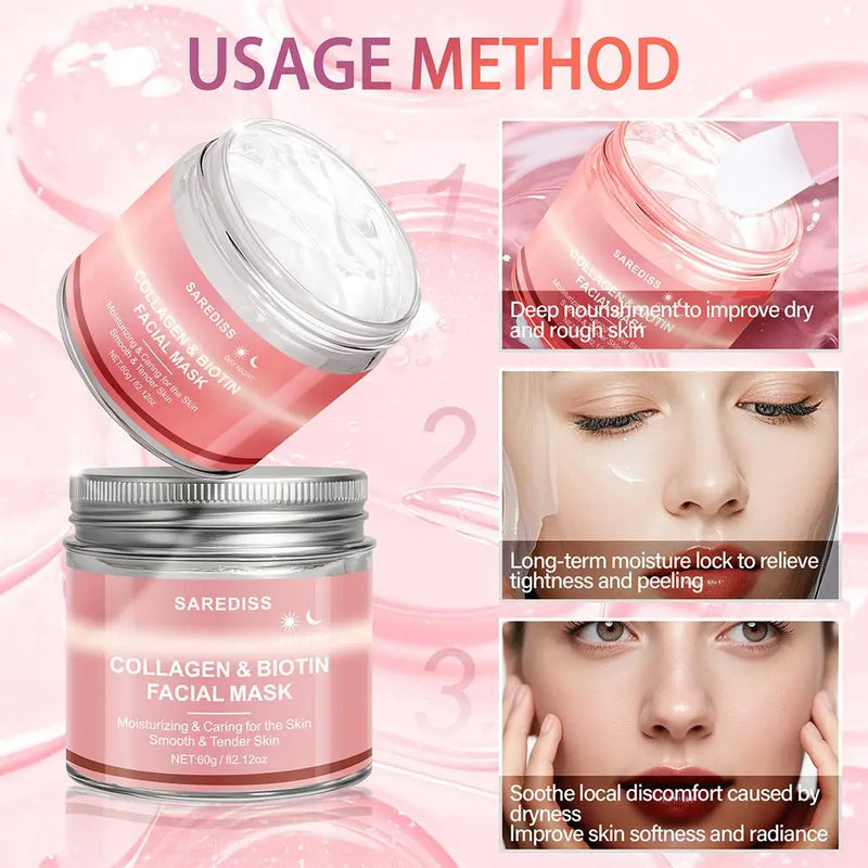 Máscara de Colágeno Peel-off Hidratação Profunda Cuidados Noturnos Hidratante e Suavizante Reduz Rugas Firmadora e Lifting Não Oleosa Para Todos os Tipos de Pele