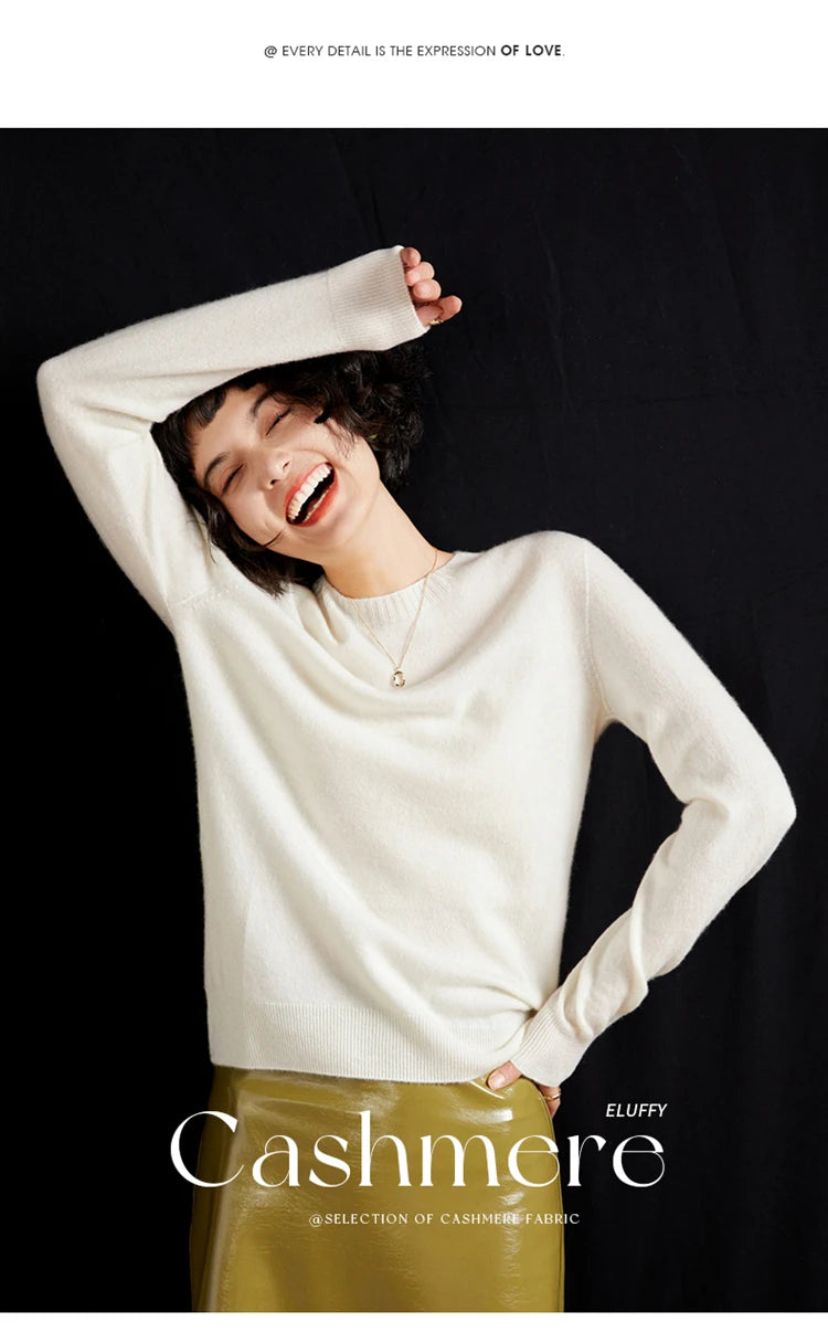 Pulôver feminino outono/inverno 100% puro suéter de caxemira casual suéter de malha gola redonda solto Tops básico versátil Blusa