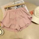 Rosa Malha Casual Trunks Mulheres Cintura Alta Perna Larga Emagrecimento Branco Cintura Elástica Corrida Fitness Leggings