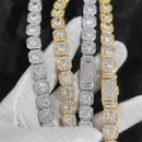 10 / 12MM Clustered Tennis Chain para Homens Colar Hip Hop Iced Out Zircônia Latão Rapper Rock Gargantilha Jóias
