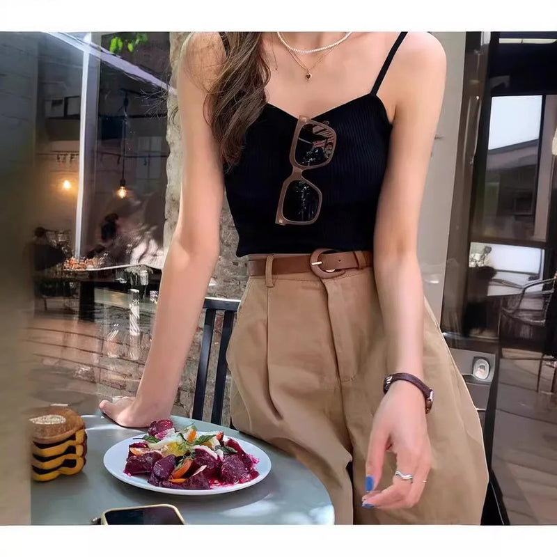 2024 Shorts de perna larga de verão para mulheres cintura alta casual algodão jeans calças curtas com cinto Shorts femininos coreanos da linha A da menina