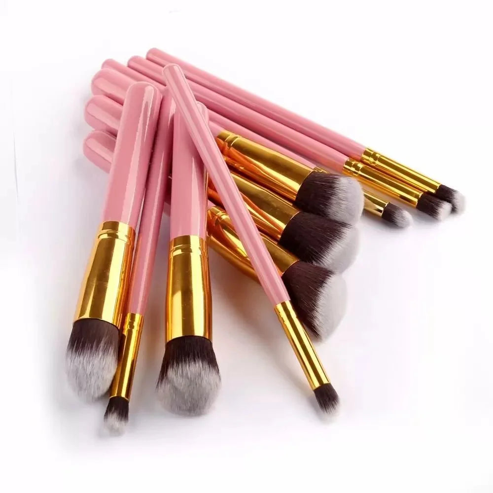 10 Kits de Pincéis Profissionais Kabuki para Contorno e Maquiagem Smoky