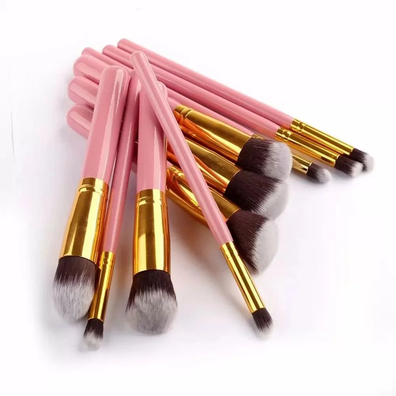 10 Kits de Pincéis Profissionais Kabuki para Contorno e Maquiagem Smoky