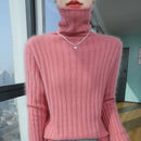 Pilha pescoço camisola mulheres 2025 outono einverno novo 100% puro vison cashmere camisola moda feminina malha pulôver de manga comprida