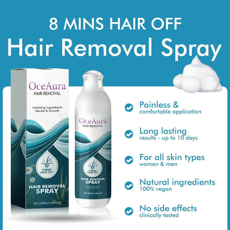 100 ML Spray de Depilação Rápida Indolor Inibidor de Crescimento de Cabelo Perna Braço Axila Depilatória Permanente Para Mulheres Homens Pele Suave e Sedosa