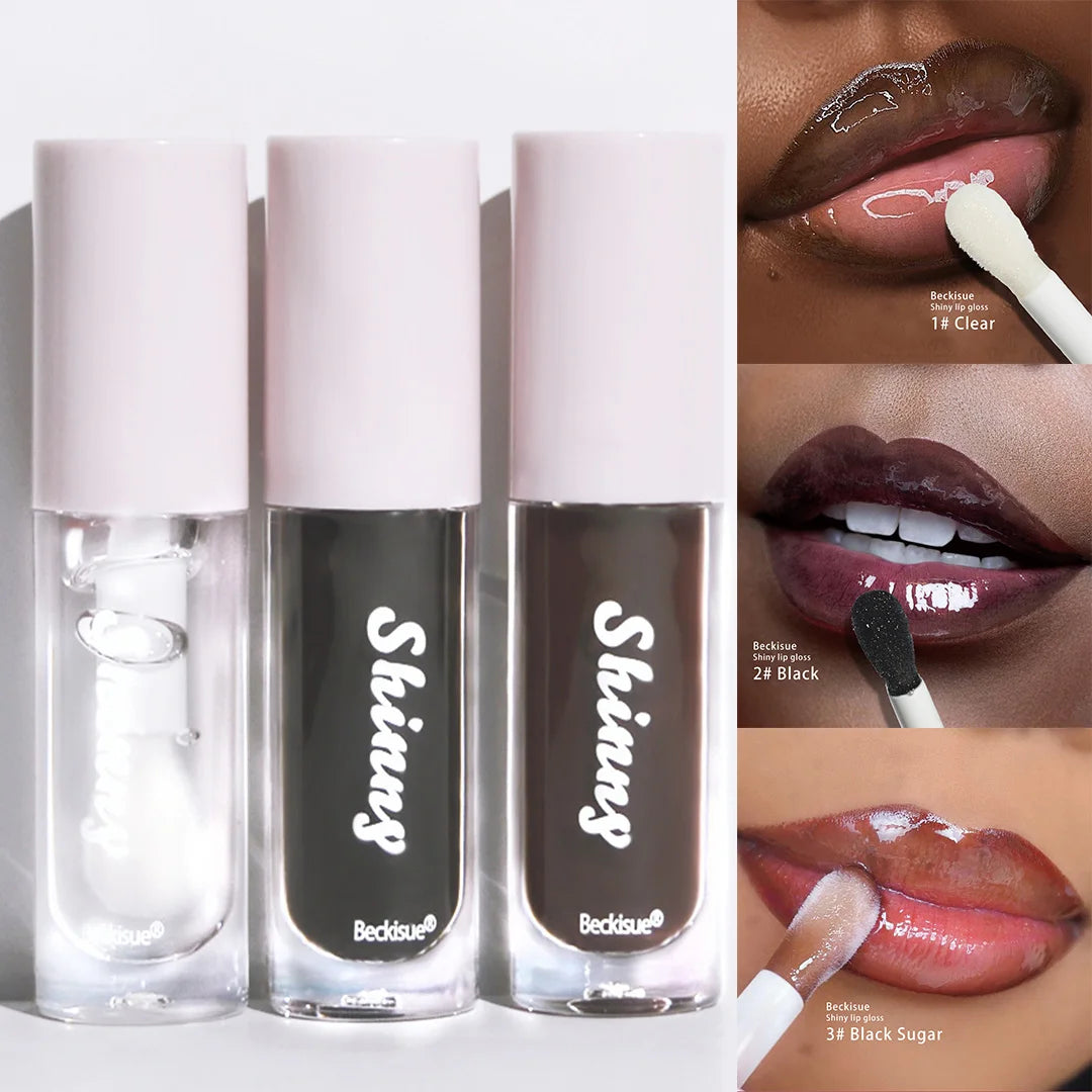 Óleo Labial Hidratante de Cristal Transparente, Gloss Labial Volumizado