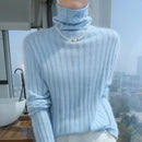 Pilha pescoço camisola mulheres 2025 outono einverno novo 100% puro vison cashmere camisola moda feminina malha pulôver de manga comprida