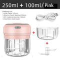 Mini triturador de alho elétrico sem fio 100ml / 250ml Picador portátil Carregamento USB Gengibre Pimentão Máquina de espremer vegetais Cozinha