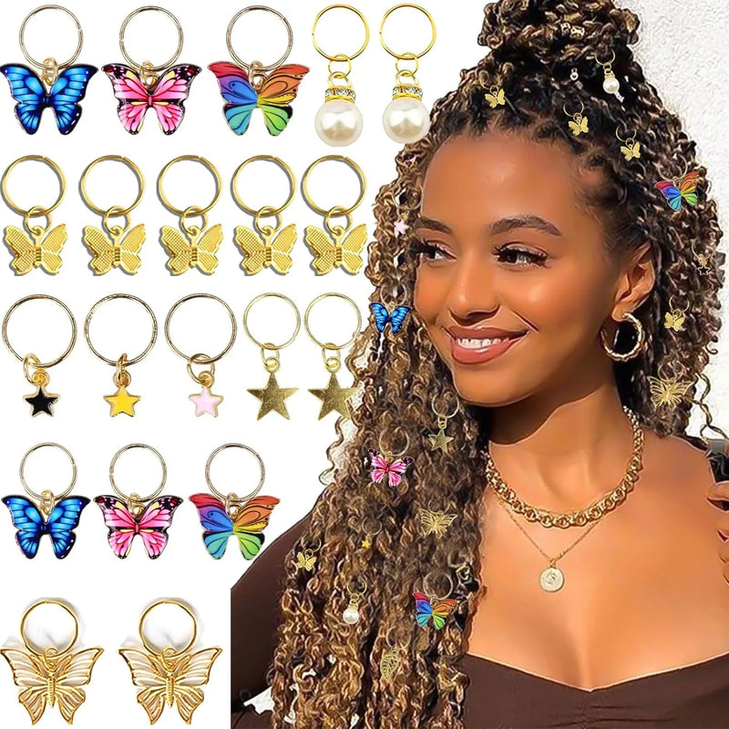 20 Peças Presilhas de Trança Borboleta Acessórios de Cabelo com Cristais Pingentes de Borboletas Coloridas Charme Pérola Brilhante Acessórios de Cabelo