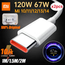 Xiaomi Original Usb Tipo C Cabo 120W 67W Turbo Carregador Rápido Mi 15 14 13 12T Pro 12 11 Ultra Poco X6 X7 Redmi Note Black Shark 5