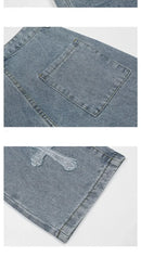 Calças da moda outono calças jeans cruzadas streetwear hip hop cintura baixa jeans largas para coreano Y2k calças cargo femininas