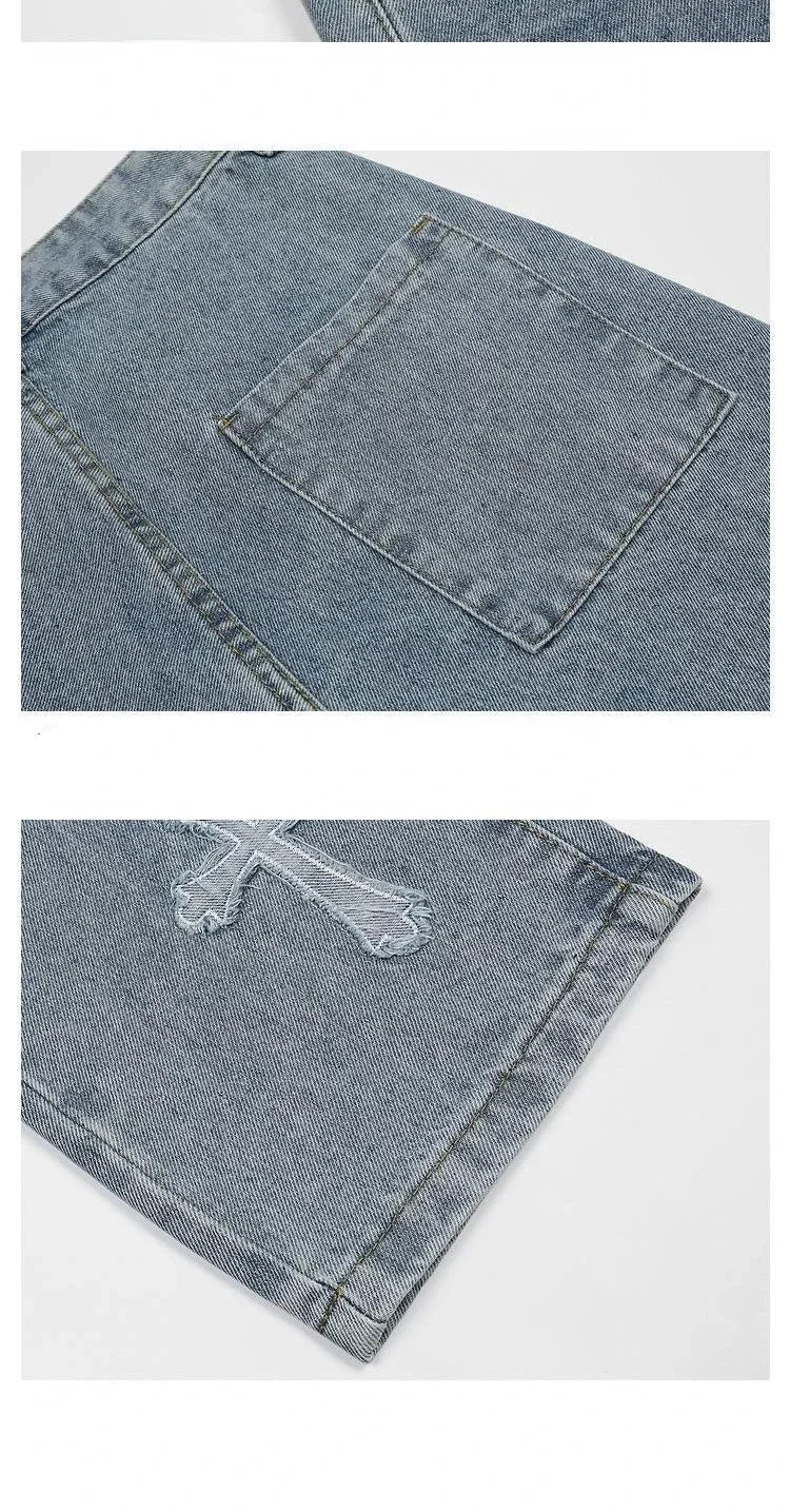 Calças da moda outono calças jeans cruzadas streetwear hip hop cintura baixa jeans largas para coreano Y2k calças cargo femininas