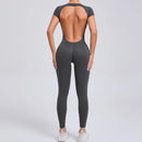 Sexy Mangas Compridas Terno Feminino Macacão Secagem Rápida Roupas de Ioga Treino Bodysuits Backless Esportes Macacão Mulheres Ginásio