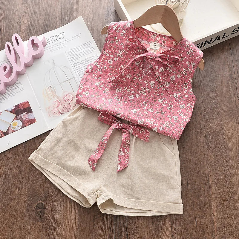 Novo Verão Bebê Meninas Roupas Crianças Sem Mangas Colete Shorts 2 Pçs/jogos Roupas Da Criança Infantil Moda Traje Crianças Fatos De Treino