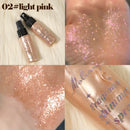 Spray Iluminador com Glitter Perolado, Óleo Loção, Iluminador Líquido para Rosto, Corpo, Pescoço e Cabelo, Brilho Duradouro para Maquiagem