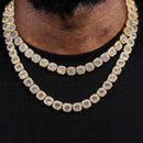 10 / 12MM Clustered Tennis Chain para Homens Colar Hip Hop Iced Out Zircônia Latão Rapper Rock Gargantilha Jóias