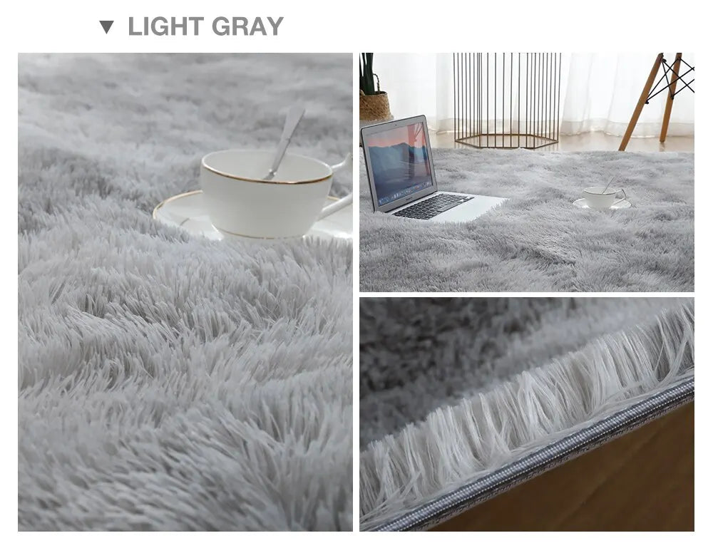 Tapete cinza para sala de estar Tapete de pelúcia Cama Quarto Chão Tapetes fofos Antiderrapantes Tapetes de decoração para casa Tapetes de veludo macio Cobertor de quarto infantil