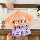 Verão Minnie Disney impresso T-shirt casual fashion set meninas bebê manga curta sportswear bonito Tshirts para crianças slim fit set