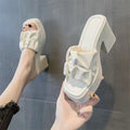 Verão de salto alto casual feminino boca de peixe sapatos sapatos femininos à venda 2024 moda nova dedo do pé quadrado anti-rugas chinelos femininos