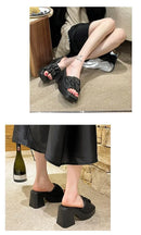 Verão de salto alto casual feminino boca de peixe sapatos sapatos femininos à venda 2024 moda nova dedo do pé quadrado anti-rugas chinelos femininos