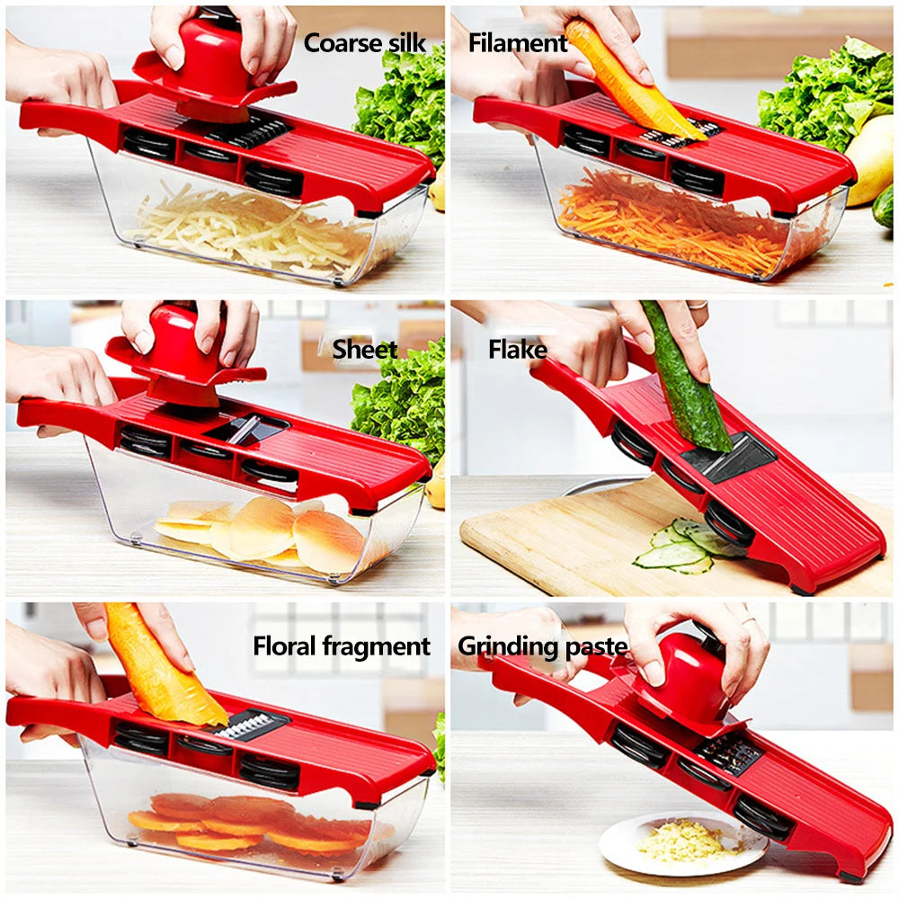 Cortador de vegetais com lâmina de aço Fatiador de batata Cenoura Ralador de queijo Fatiador de vegetais Acessórios de cozinha