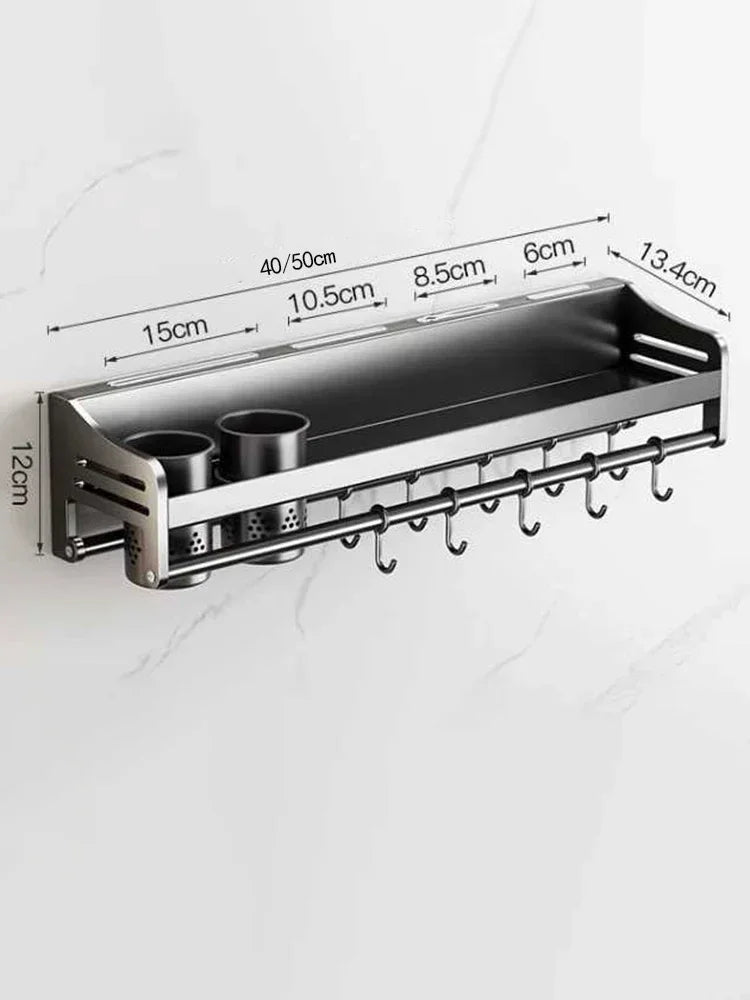 Rack de armazenamento multifuncional Suporte de tábua de corte Utensílios de parede para rack de temperos de cozinha Suporte de colher organizar