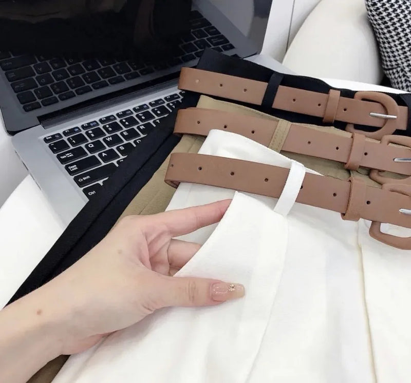 2024 Shorts de perna larga de verão para mulheres cintura alta casual algodão jeans calças curtas com cinto Shorts femininos coreanos da linha A da menina