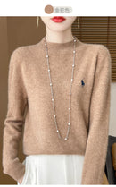 2025 Outono/Inverno Feminino Novo Moletom Com Capuz De Caxemira Elegante Bordado Meio Alto Gola Macia Caxemira Explosiva100% Lã Australiana