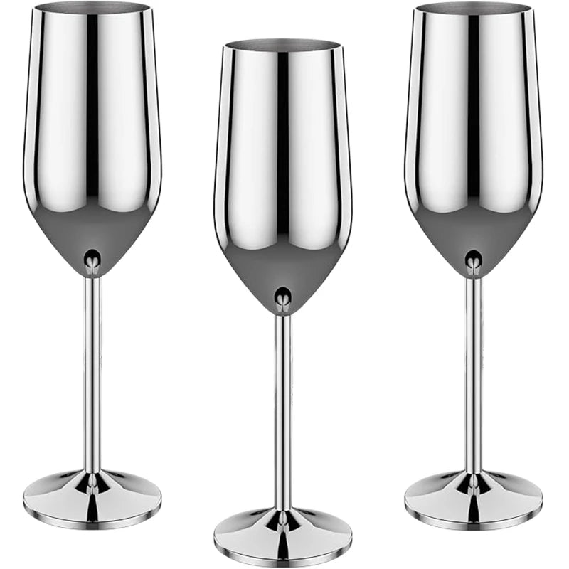 os copos de vinho altos de aço inoxidável 3PCS, projeto moderno elegante, 18oz, podem ser usados para o presente do dia do Valentim e o uso home