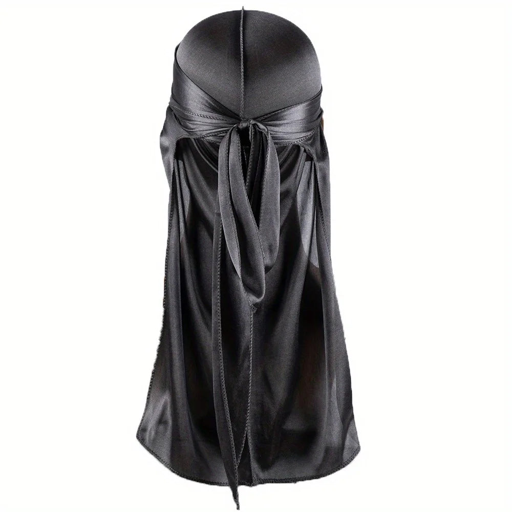Boné de Seda Durag para Homens Bandana Silky DuRag Doo Rag Long Tail Waves Cap