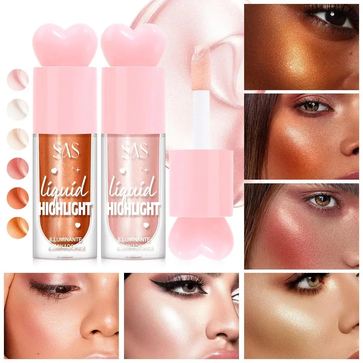 Iluminador Líquido para Contorno Facial Maquiagem Brilho