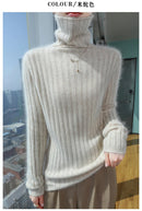 Pilha pescoço camisola mulheres 2025 outono einverno novo 100% puro vison cashmere camisola moda feminina malha pulôver de manga comprida