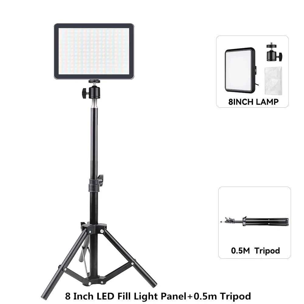 Luz de Videoconferência LED para Fotografia, Luz de Preenchimento Dimmable para Estúdio de Fotografia, Lâmpada de Preenchimento para Transmissão ao Vivo no Tiktok e Youtube